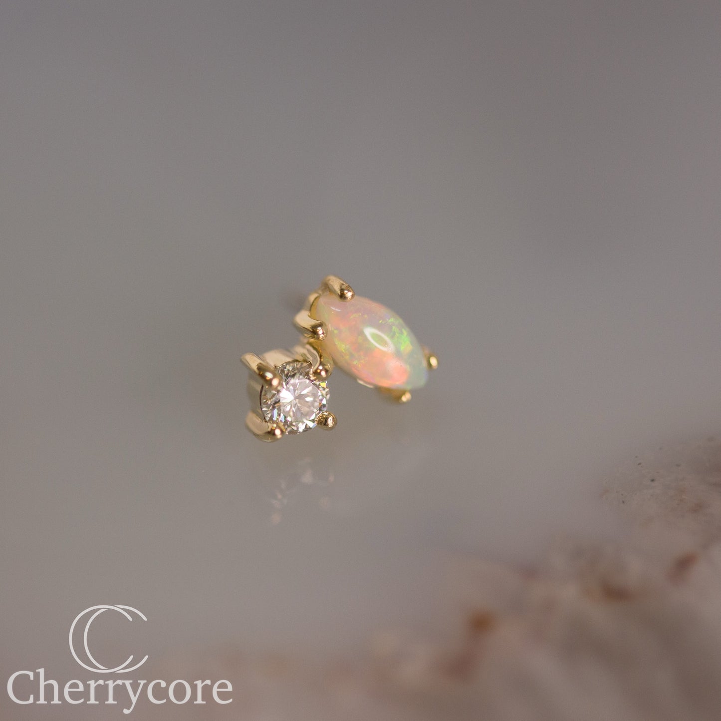 Genuine Opal & Diamond Duo - Threadless Attachment