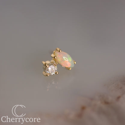 Genuine Opal & Diamond Duo - Threadless Attachment
