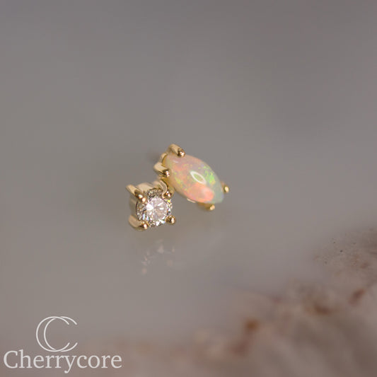 Genuine Opal & Diamond Duo - Threadless Attachment