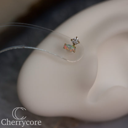 Genuine Opal & Diamond Duo - Threadless Attachment