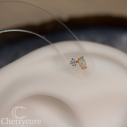 Genuine Opal & Diamond Duo - Threadless Attachment