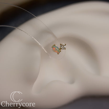 Genuine Opal & Diamond Duo - Threadless Attachment