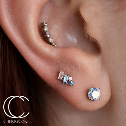 14k- Isaria - Aqua CZ -Threadless attachment