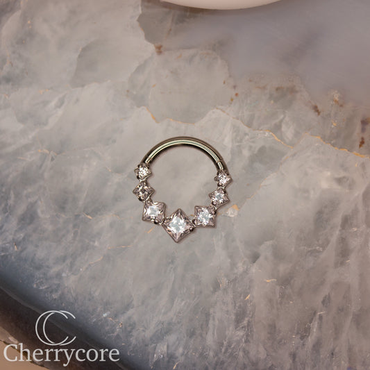 Graduating Princess Cut CZ Titanium Hinge Ring