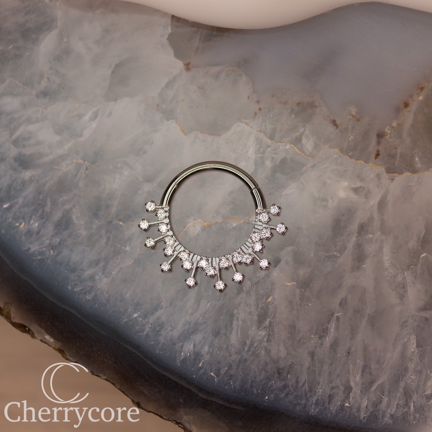 Stellar- CZ- Titanium Hinge Ring