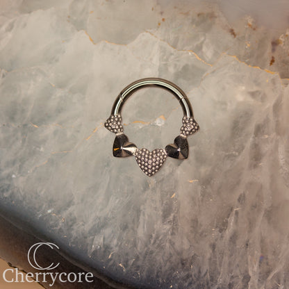 Textured Heart-Titanium Hinge Ring