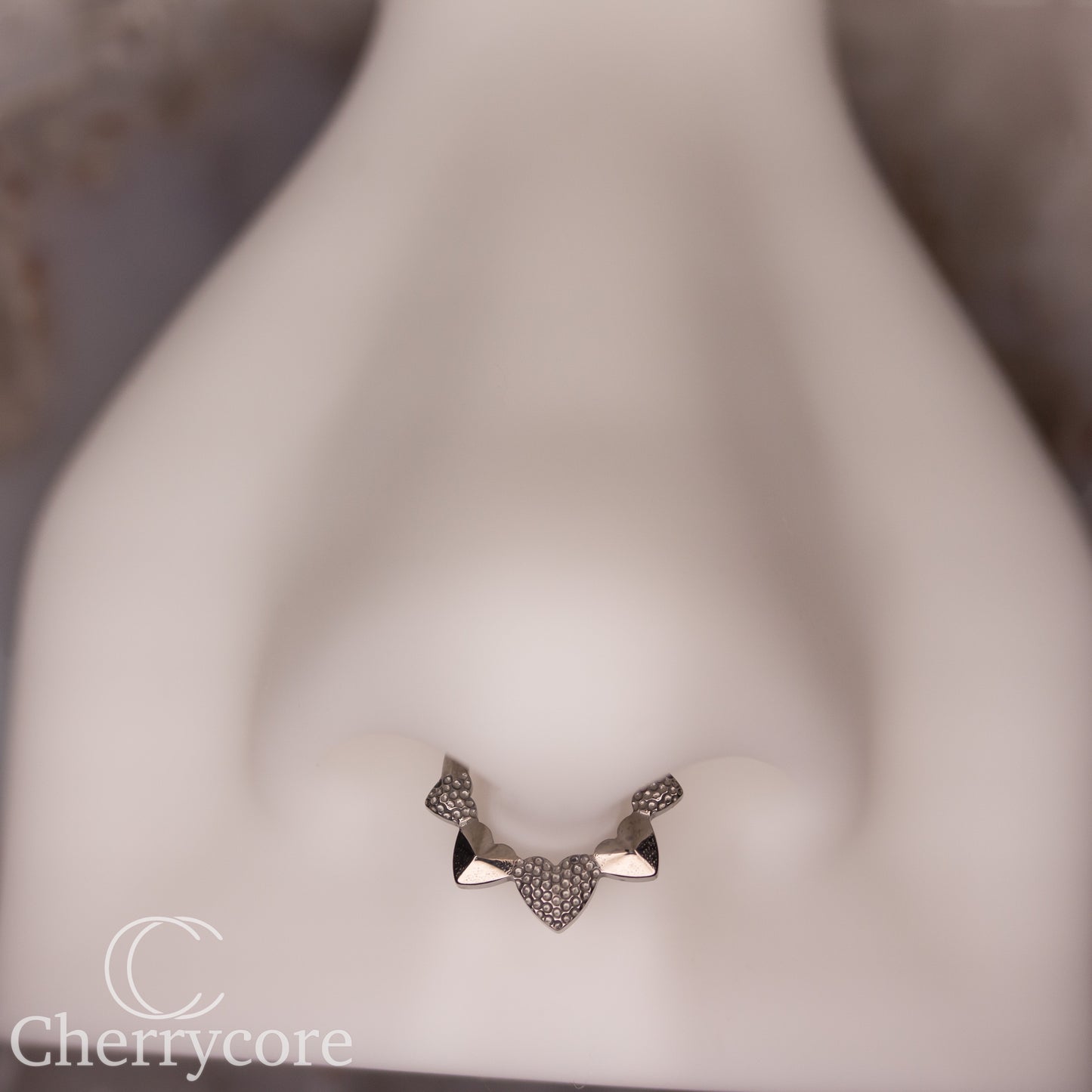 Textured Heart-Titanium Hinge Ring