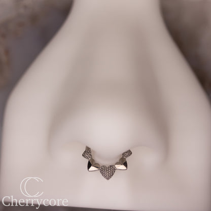 Textured Heart-Titanium Hinge Ring