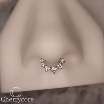 Prong Set Heart CZ-Titanium Hinge Ring