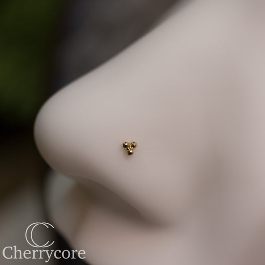 14k Yellow Gold- Tribead -Threadless Attachment