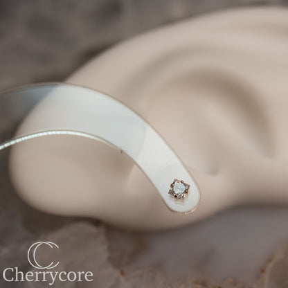 14k Gold- Princess Cut Cubic Zirconia- 3mm -Threadless Attachment