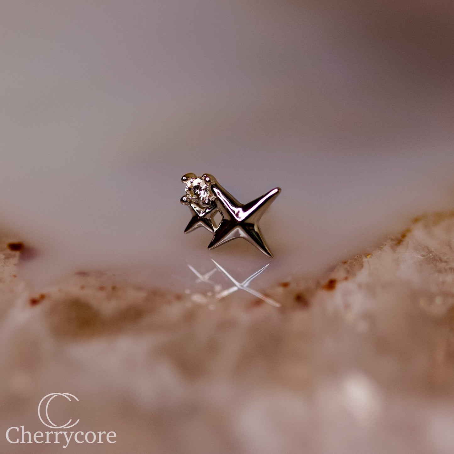 14k White Gold- Twinkling Star -Threadless Attachment