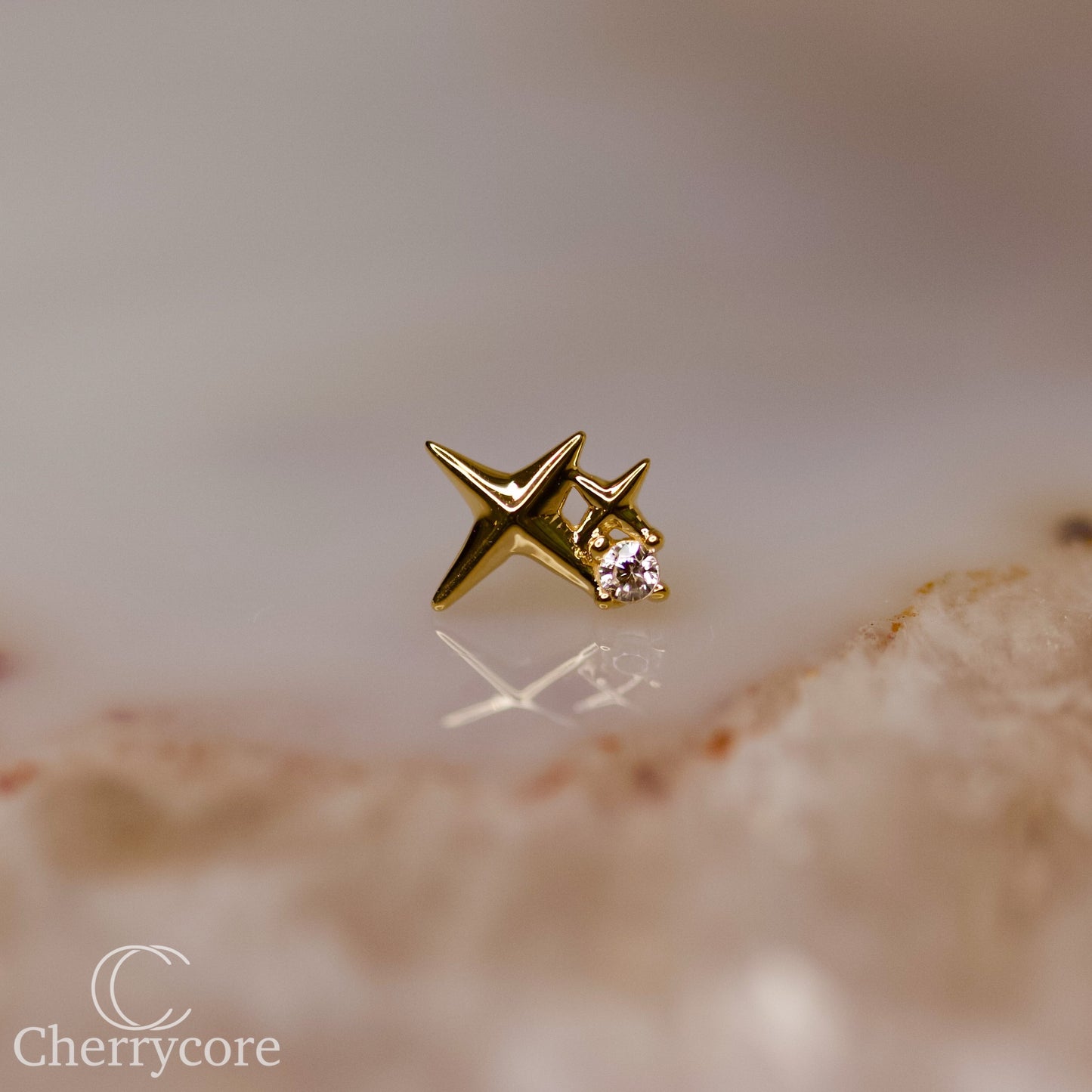 14k Yellow Gold- Twinkling Star -Threadless Attachment