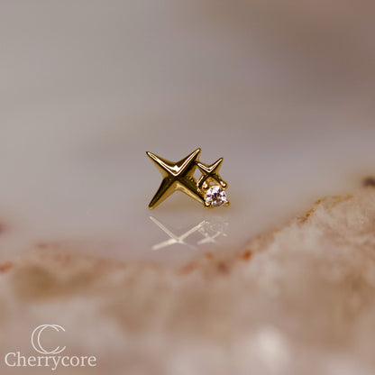 14k Yellow Gold- Twinkling Star -Threadless Attachment