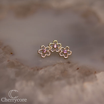 Blossom- Pink CZ-  14k Gold- Threadless Attachment