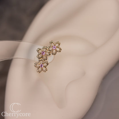 Blossom- Pink CZ-  14k Gold- Threadless Attachment