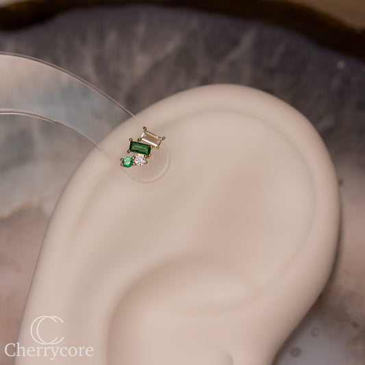 14k- Isaria - Emerald CZ -Threadless attachment
