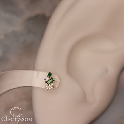 14k- Isaria - Emerald CZ -Threadless attachment