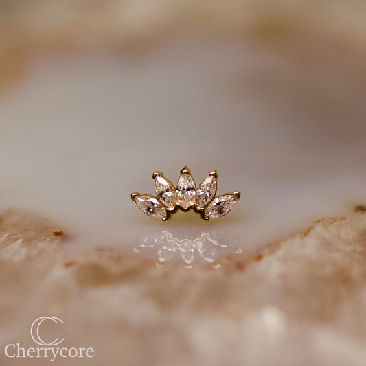 14k 5 gem Marquise Fan- Threadless Attachment