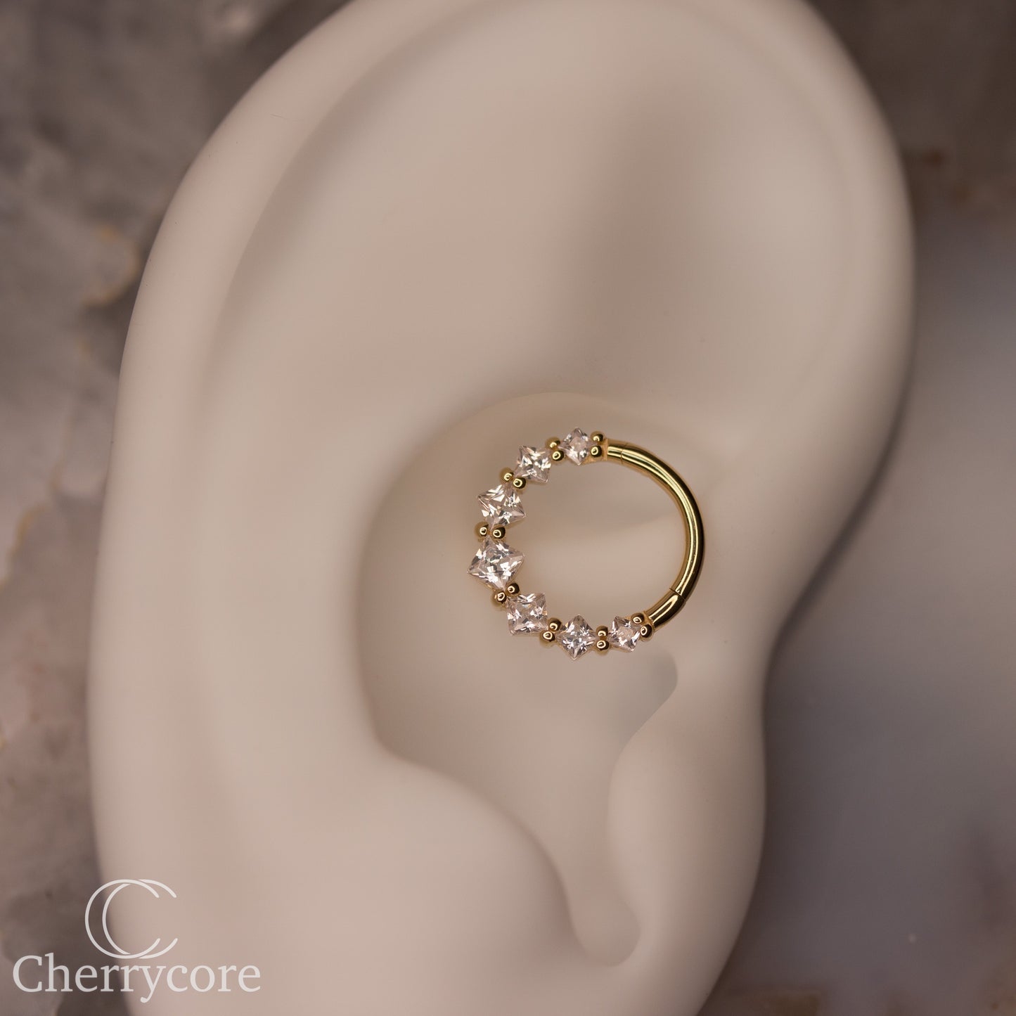 14kt Princess Cut CZ Hinge Ring