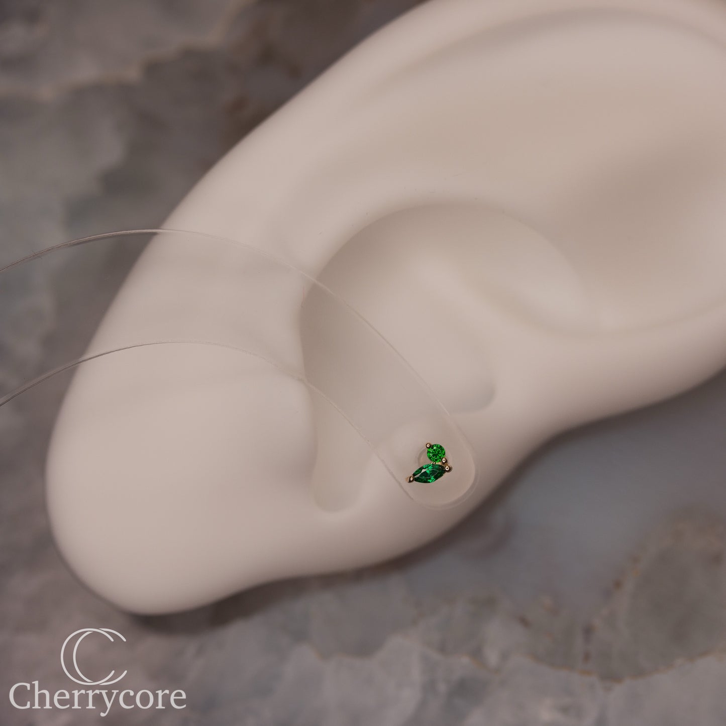 Eloria-14k Gold - Emerald CZ -Threadless attachment