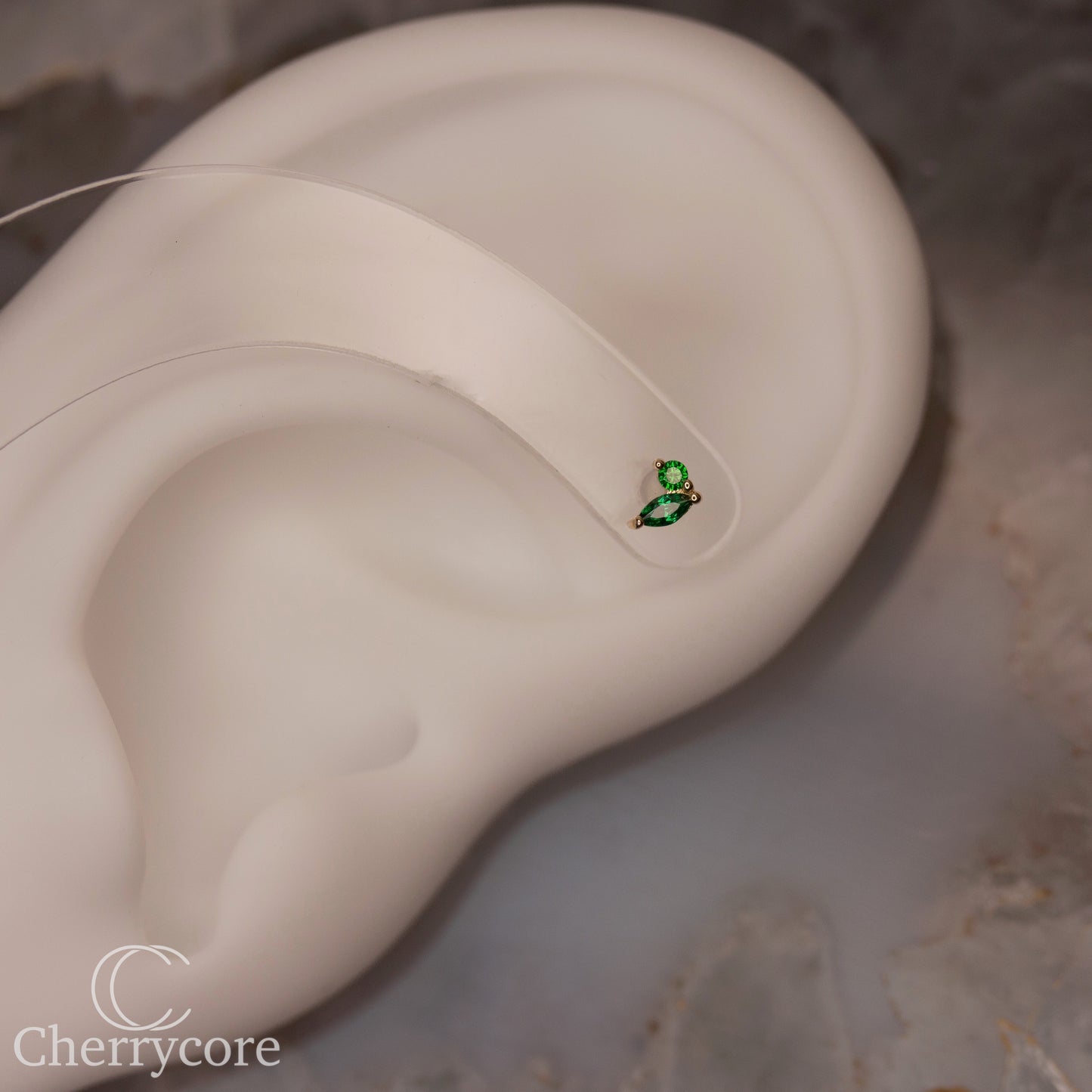 Eloria-14k Gold - Emerald CZ -Threadless attachment