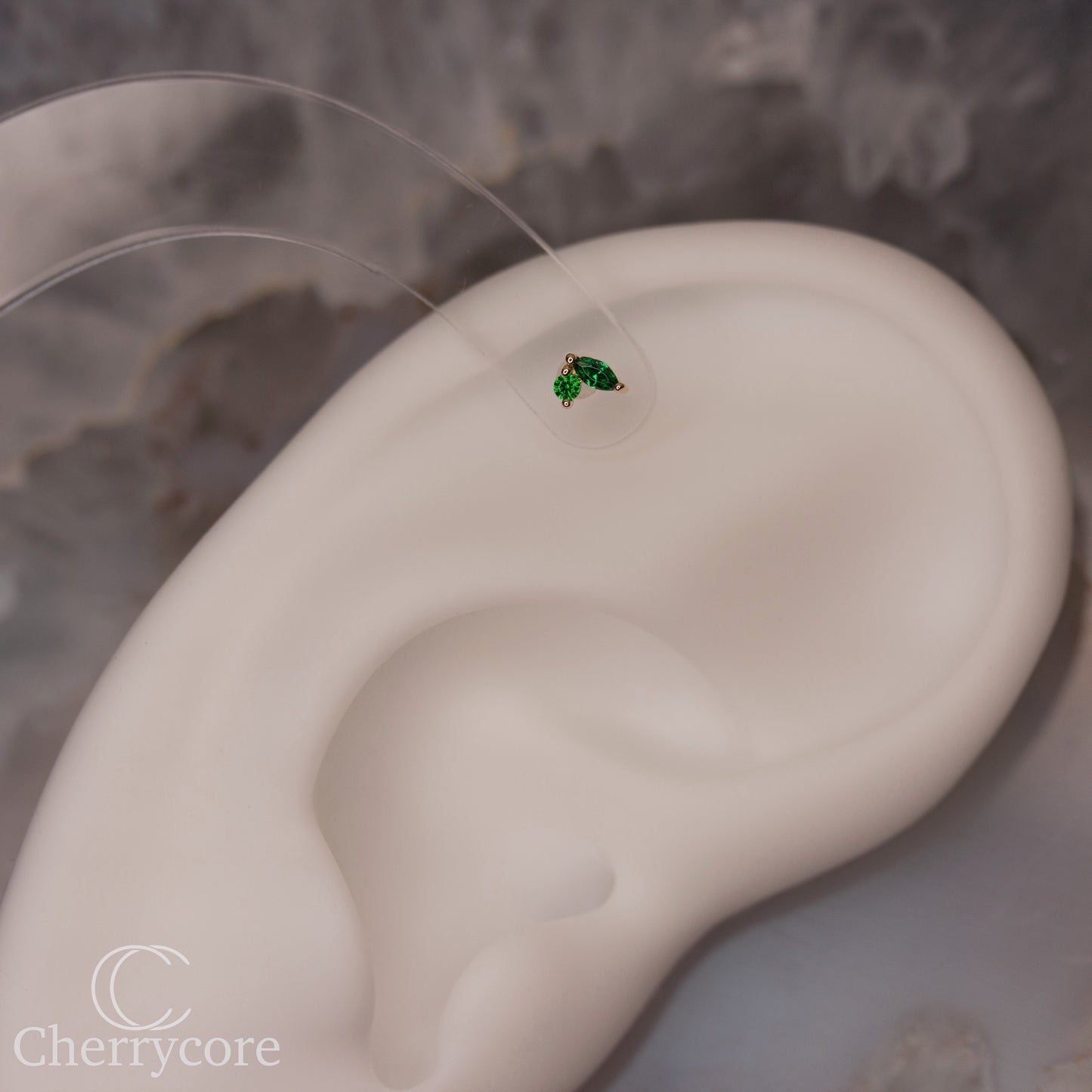 Eloria-14k Gold - Emerald CZ -Threadless attachment