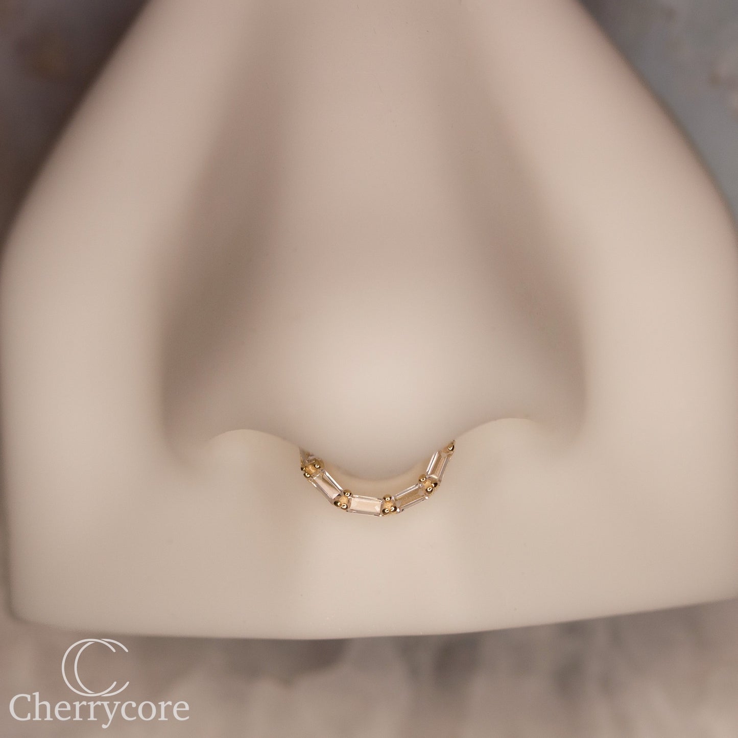 Bamboo- 14k Yellow Gold Hinge Ring - CZ