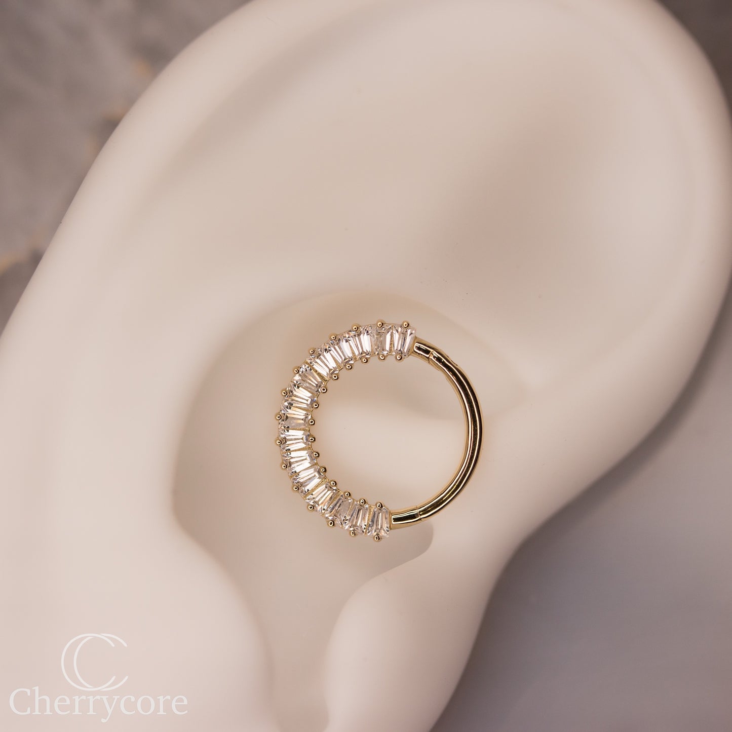14kt Baguette CZ Hinge Ring