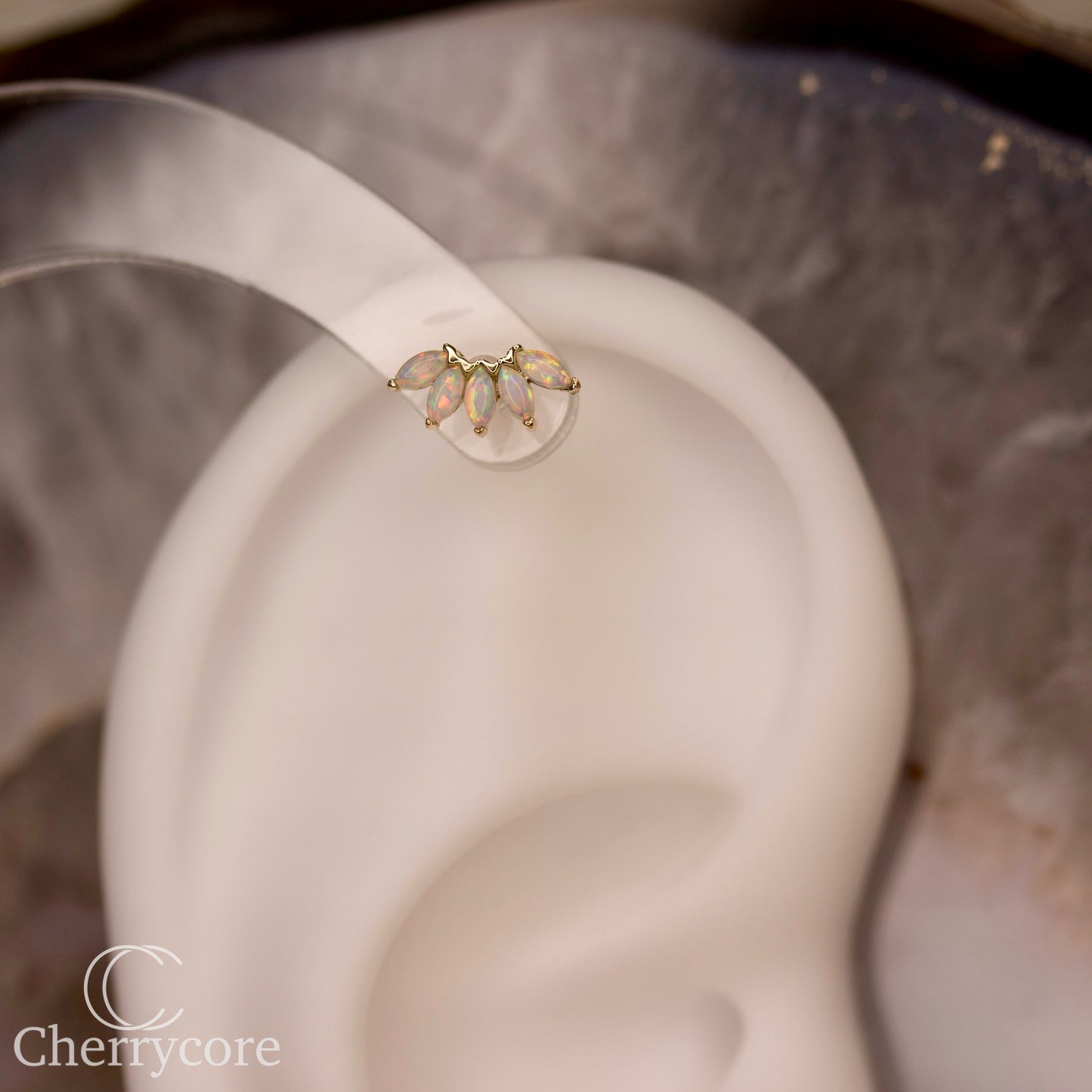 14k White Opal Marquise Fan- Threadless Attachment