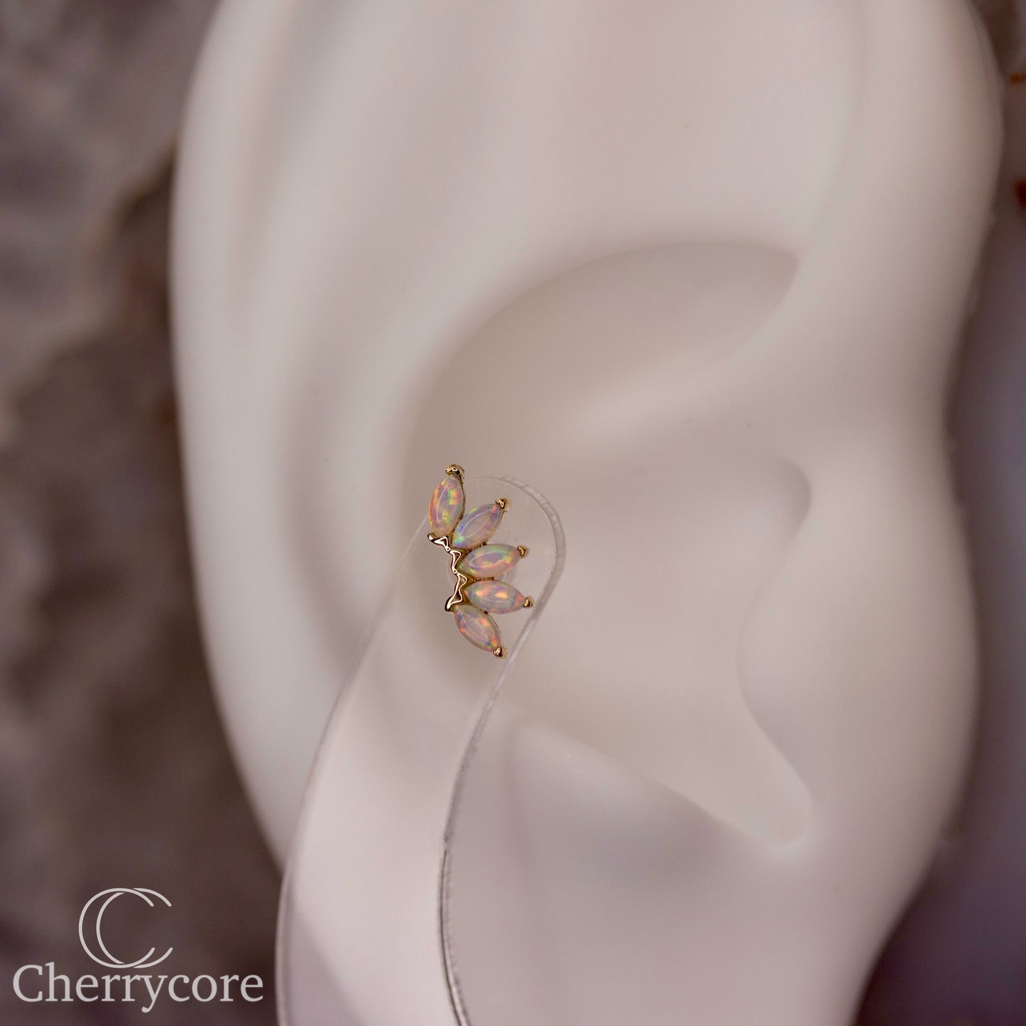 14k White Opal Marquise Fan- Threadless Attachment