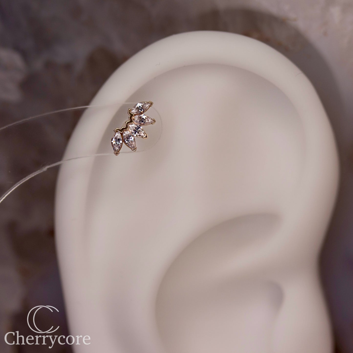 14k 5 gem Marquise Fan- Threadless Attachment