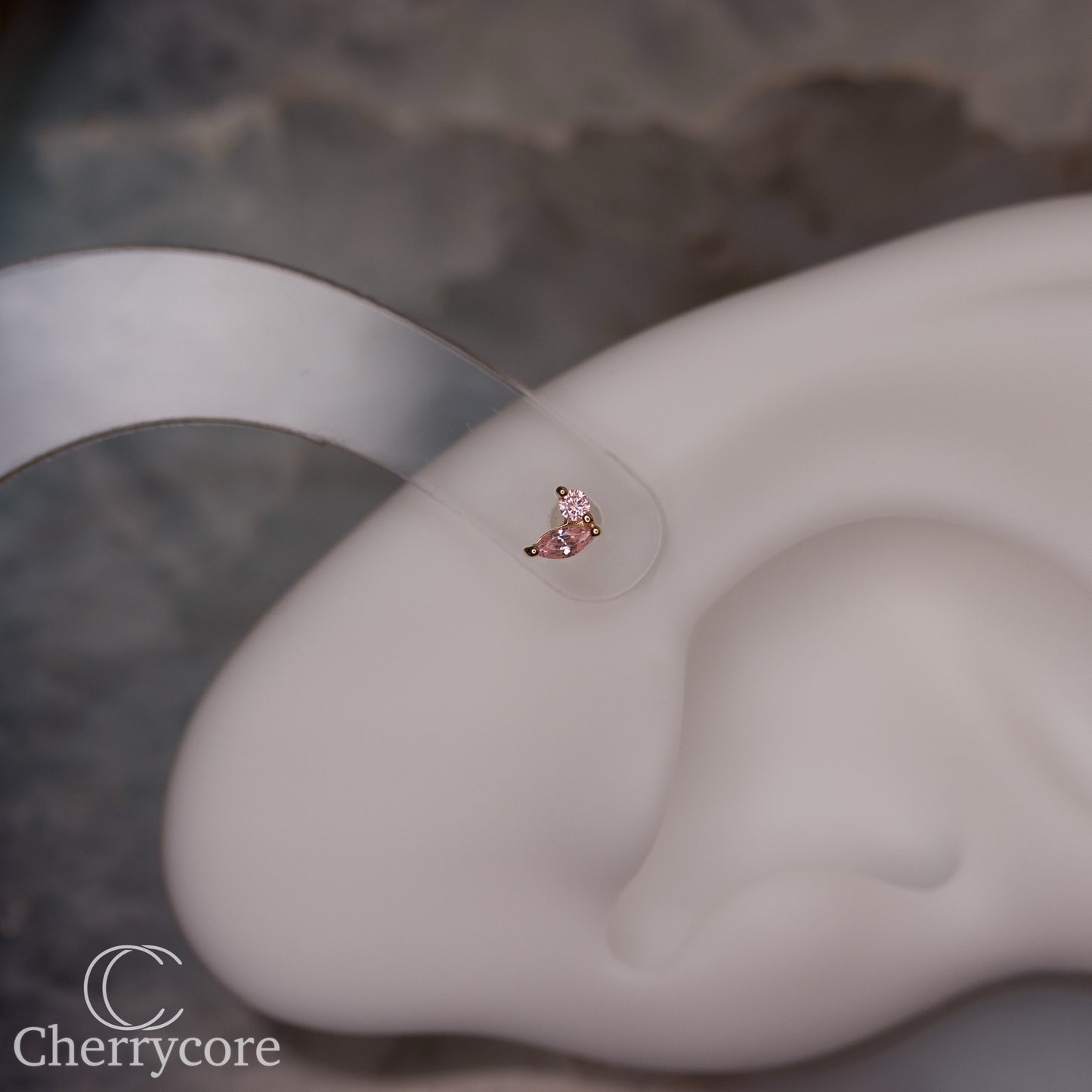 Eloria-14k Gold - Pink CZ- Threadless attachment