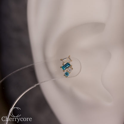 14k- Isaria - Aqua CZ -Threadless attachment