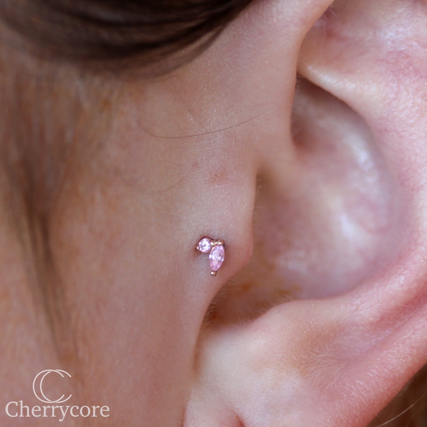Eloria-14k Gold - Pink CZ- Threadless attachment