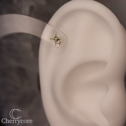 14k Yellow Gold- Twinkling Star -Threadless Attachment