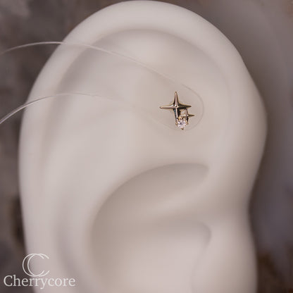 14k Yellow Gold- Twinkling Star -Threadless Attachment