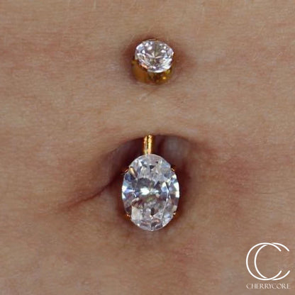 Titanium Oval Cut Navel Curve - Cz