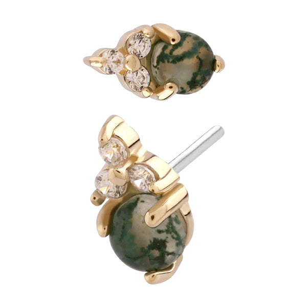 Betsy- Genuine Moss Agate- Threadless attachment