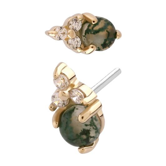 Betsy- Genuine Moss Agate- Threadless attachment