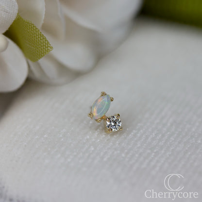 Genuine Opal & Diamond Duo - Threadless Attachment