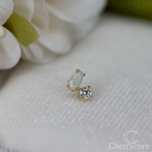Genuine Opal & Diamond Duo - Threadless Attachment
