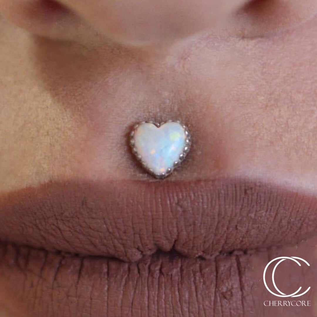 18k Gold Opal Heart Threadless Attachments