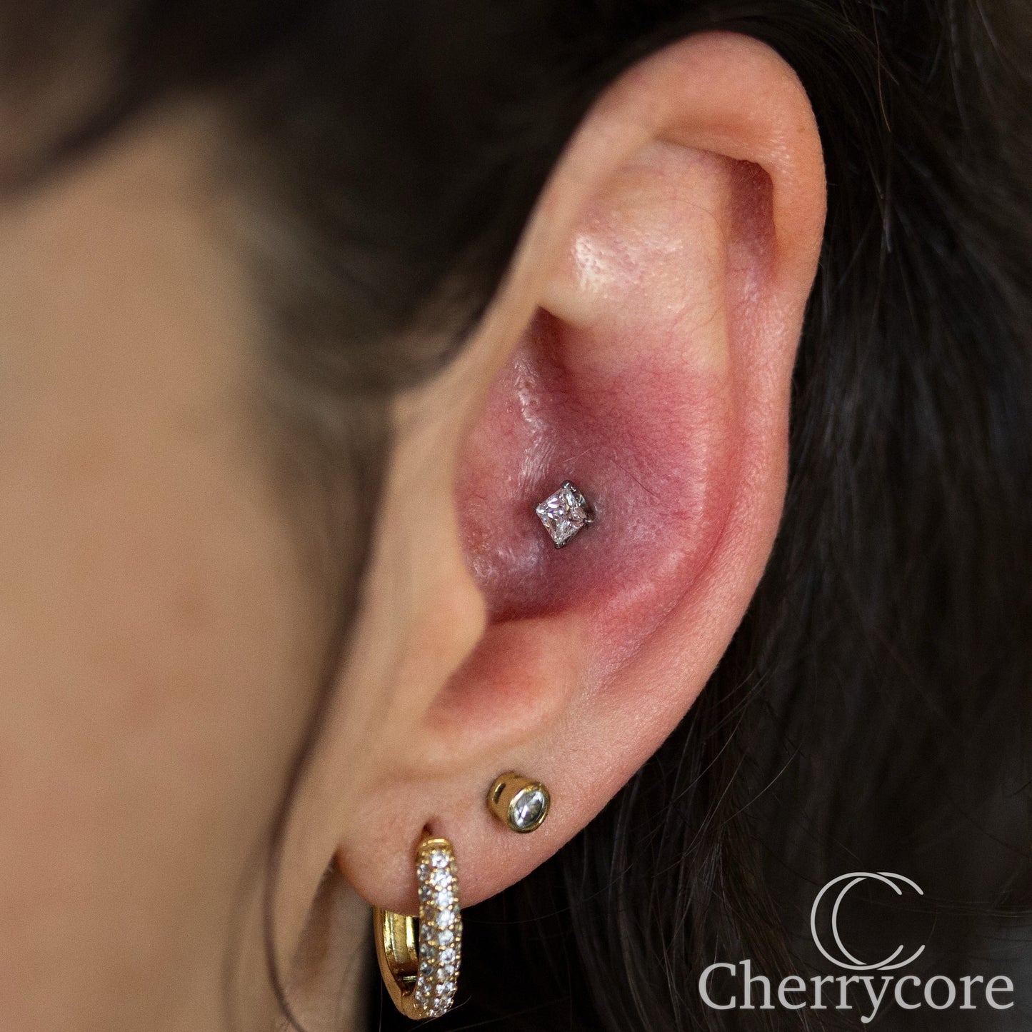 Titanium Princess Cut Gem Threadless Attachment