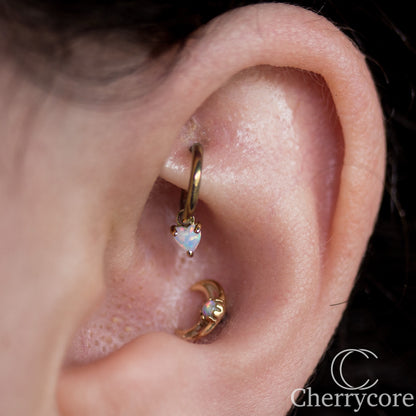 Opal Heart Charm - 14k Yellow gold