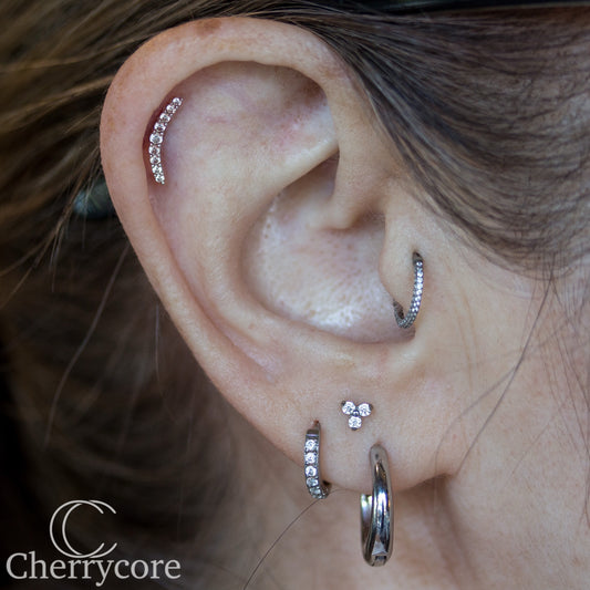 14k Prong Set CZ Arc- Threadless attachment