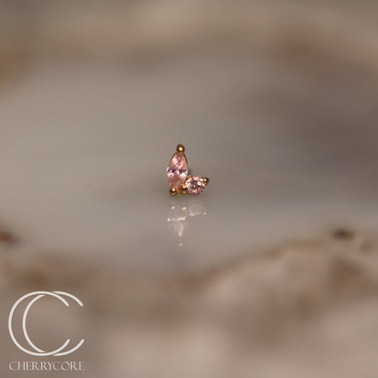 Eloria-14k Gold - Pink CZ- Threadless attachment