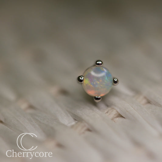 Genuine Australian Opal Cabochon- White gold- Threadless attachment