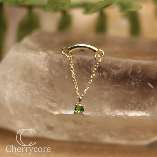 Genuine Tsavorite Hidden Helix ( Horizontal) - Threaded Attachement
