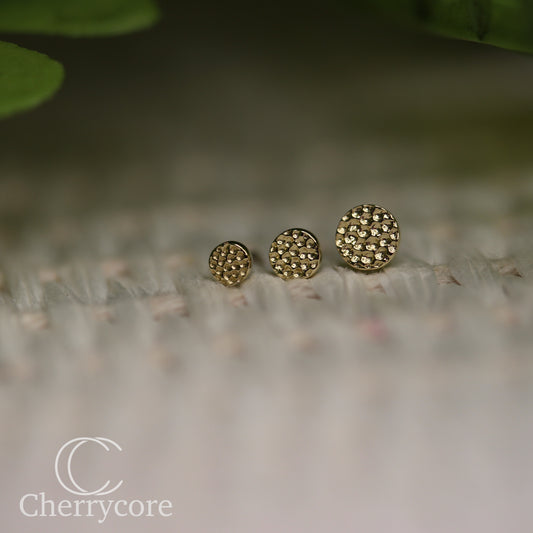 14k Yellow Gold Hammered Disk -Threadless Attachment
